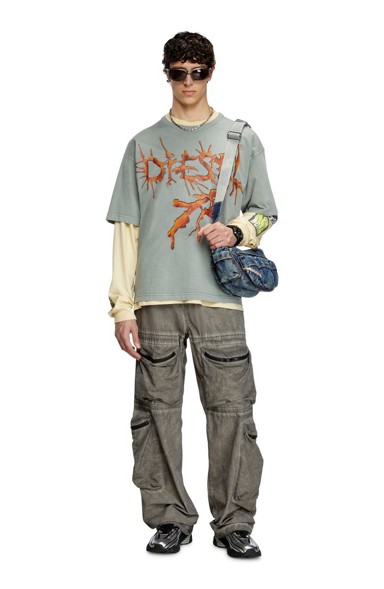 DIESEL<sup>®</sup> Relaxed Fit Cotton Graphic T-Shirt, Alternate, color, Gray