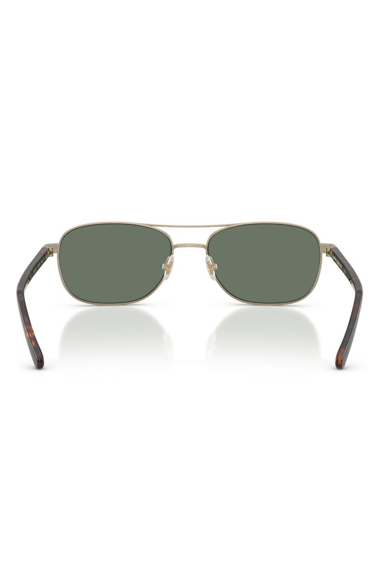 Brooks Brothers 56mm Pilot Sunglasses, Alternate, color, Matte Gold / Green