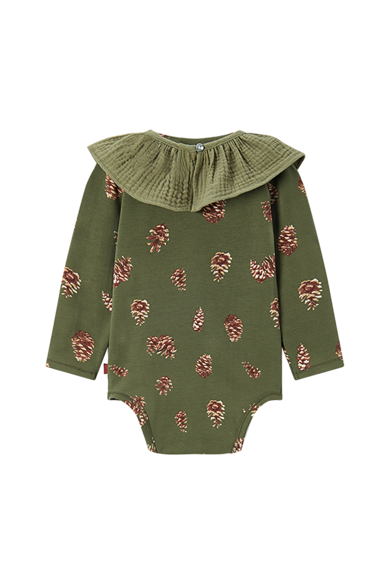 Cotton Stretch Removable Collar Long Sleeve One Piece, Alternate, color, Pinecone