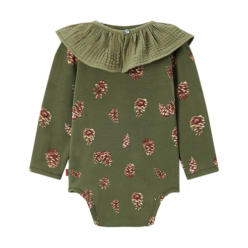 Milkbarn Cotton Stretch Removable Collar Long Sleeve One Piece In Brown
