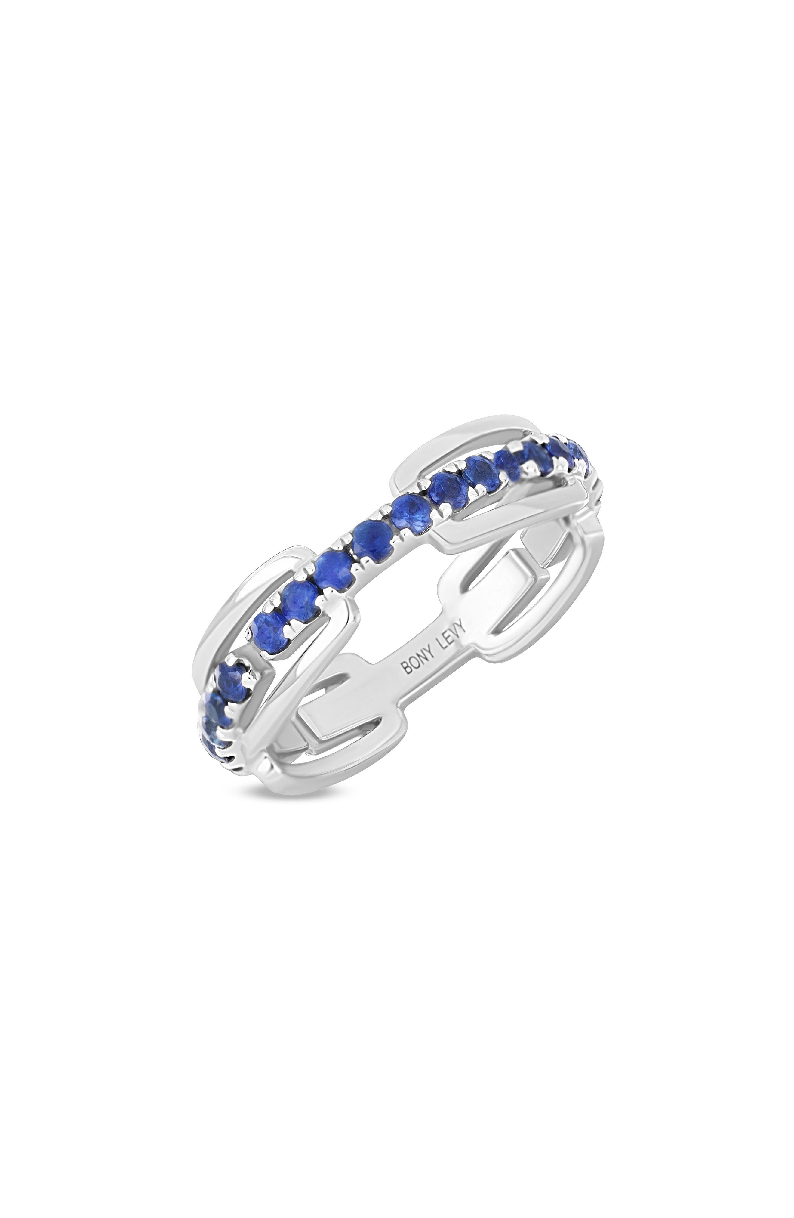 Bony Levy El Mar 18K White Gold Sapphire Stackable Band Ring