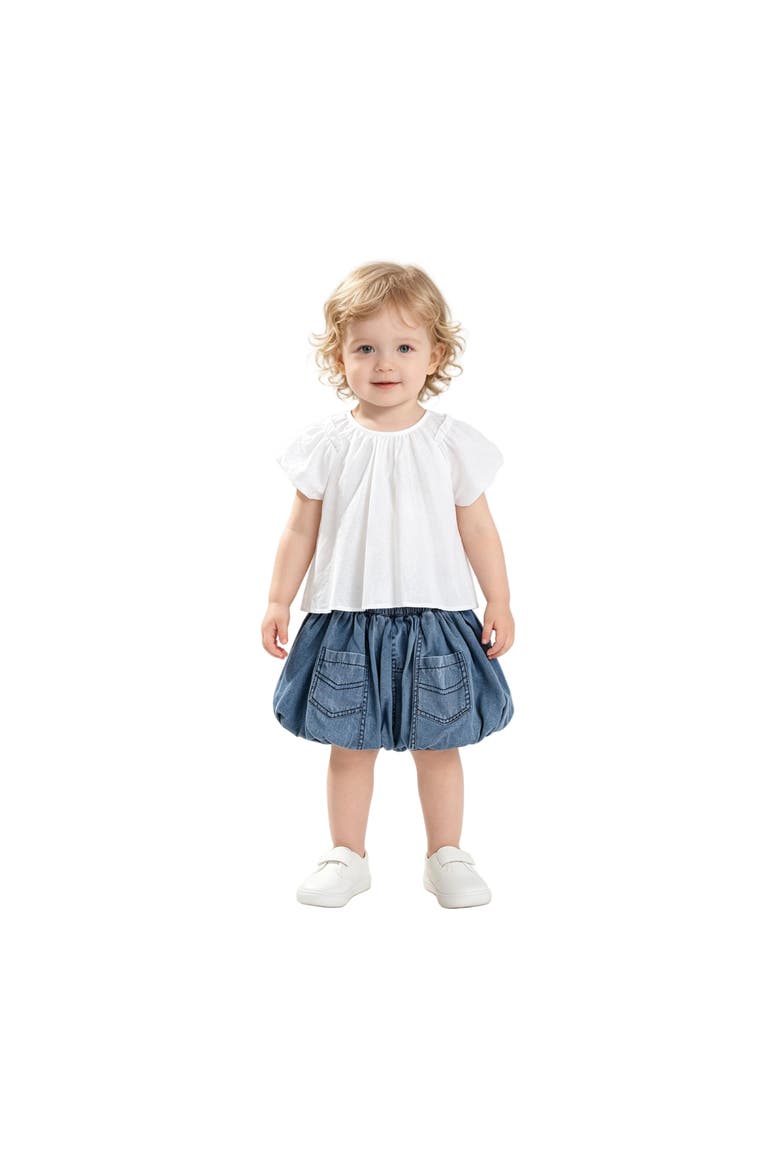 Lace-Trim Bow Skirt Set, Alternate, color, White