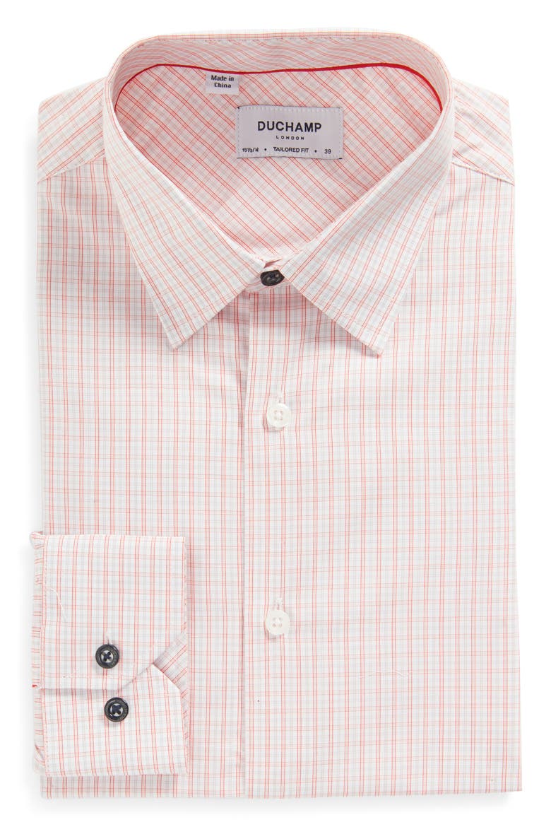 Men's Tailored Fit Check Dress Shirt, Alternate, color, RED