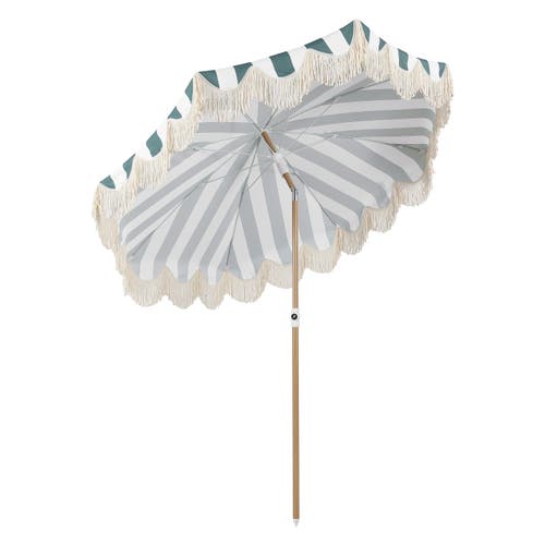Jonathan Y Mariner 6.5 Ft. Classic Cottage Fringe Tassel Market Beach Umbrella With Push Button Tilt In White