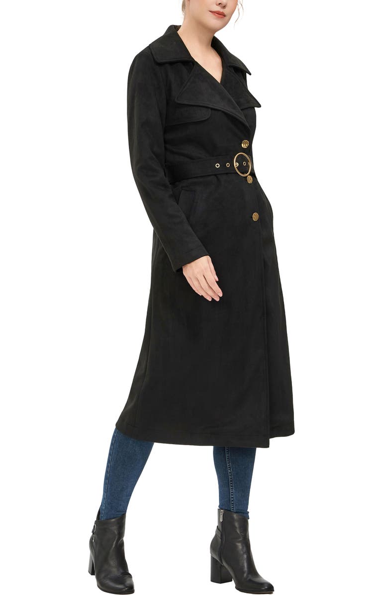 Kimi 
Kai Women
s Natalia Faux Suede Trench Coat, Alternate, color, Black