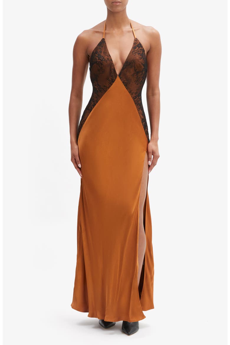 Estrella Halter Gown, Main, color, TOFFEE