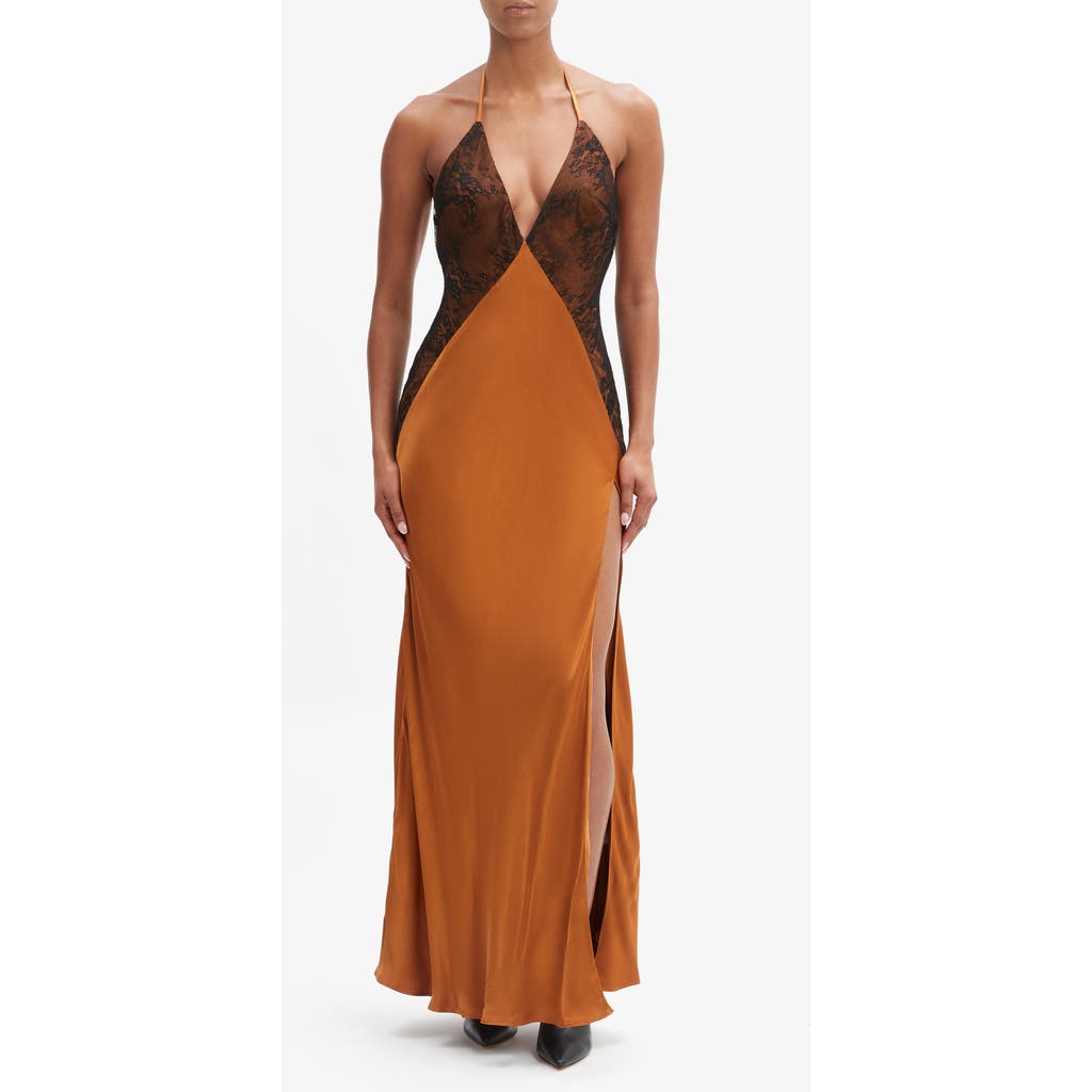Bardot Estrella Halter Maxi Dress In Brown
