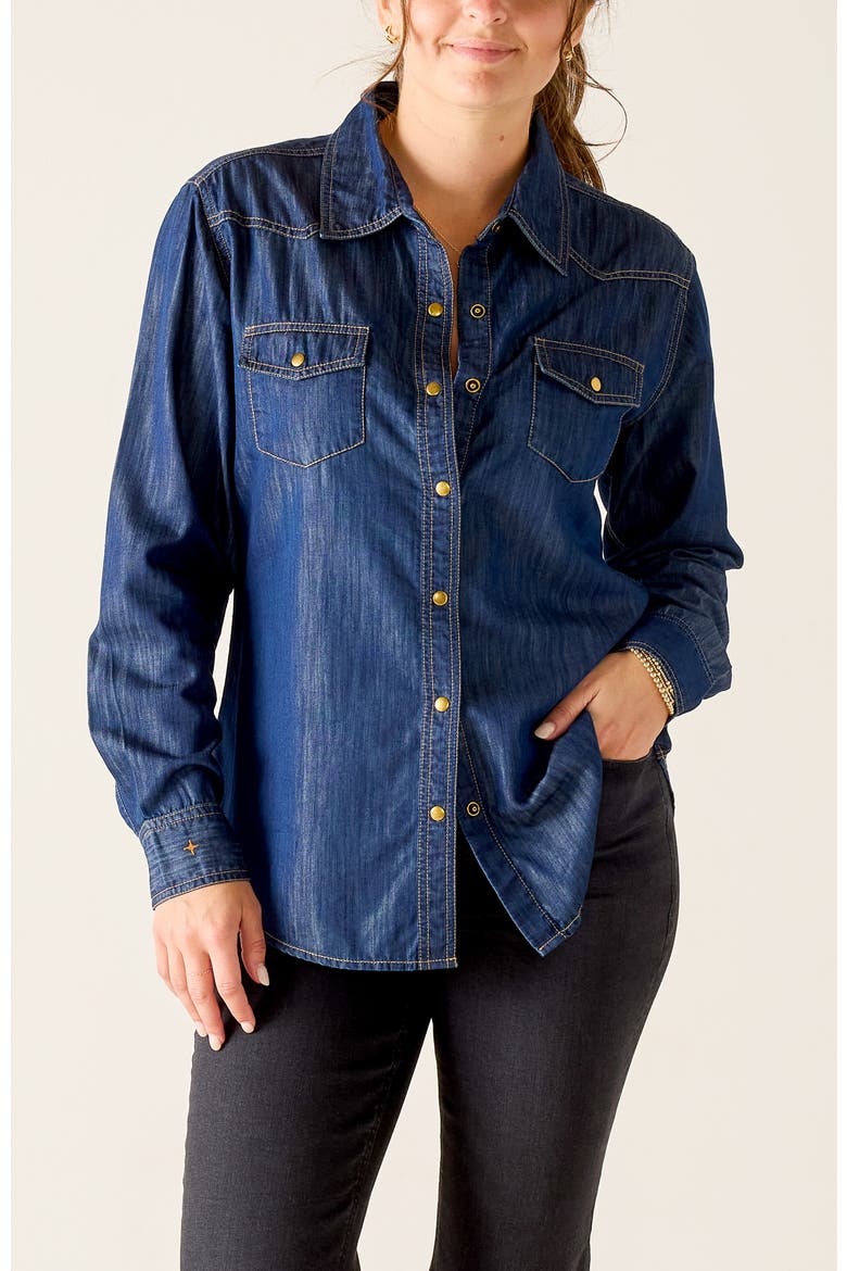 Margot Button Up Shirt, Main, color, Night Rain