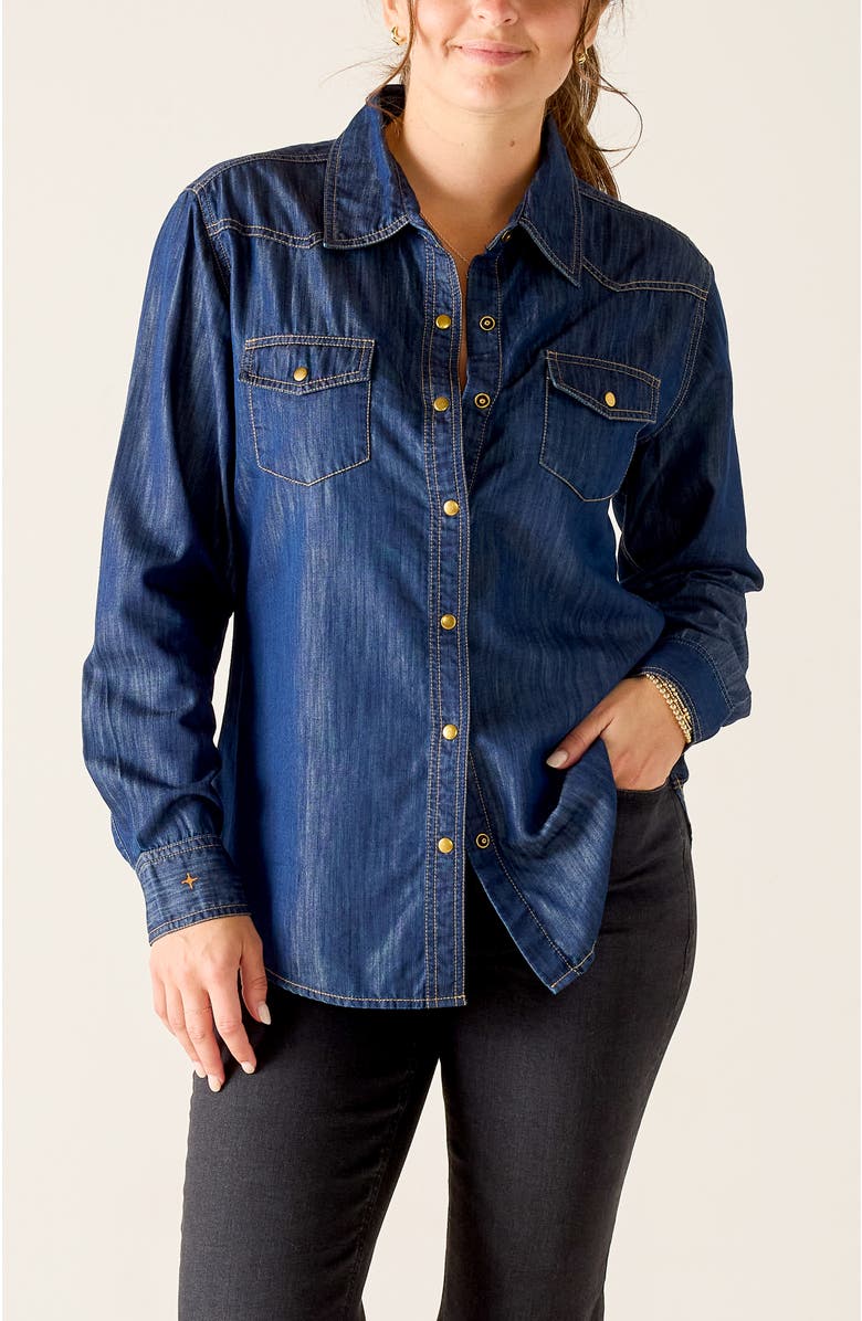 Voyageur by MERSEA Margot Button Up Shirt, Main, color, Night Rain