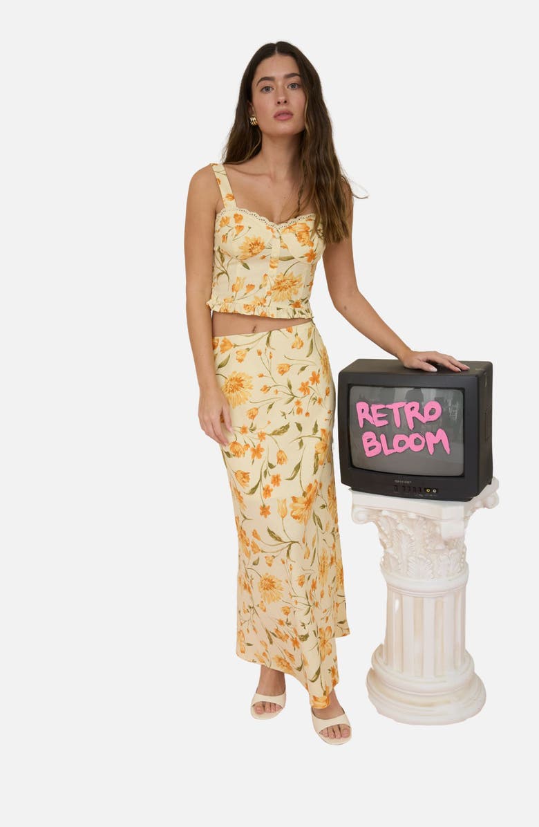 Blu Pepper Print Midi Skirt, Alternate, color, Butter Yellow Multi