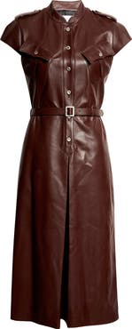 McQueen Leather Midi Shirtdress