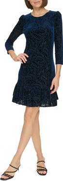 Tommy Hilfiger Ruffle Velvet Minidress