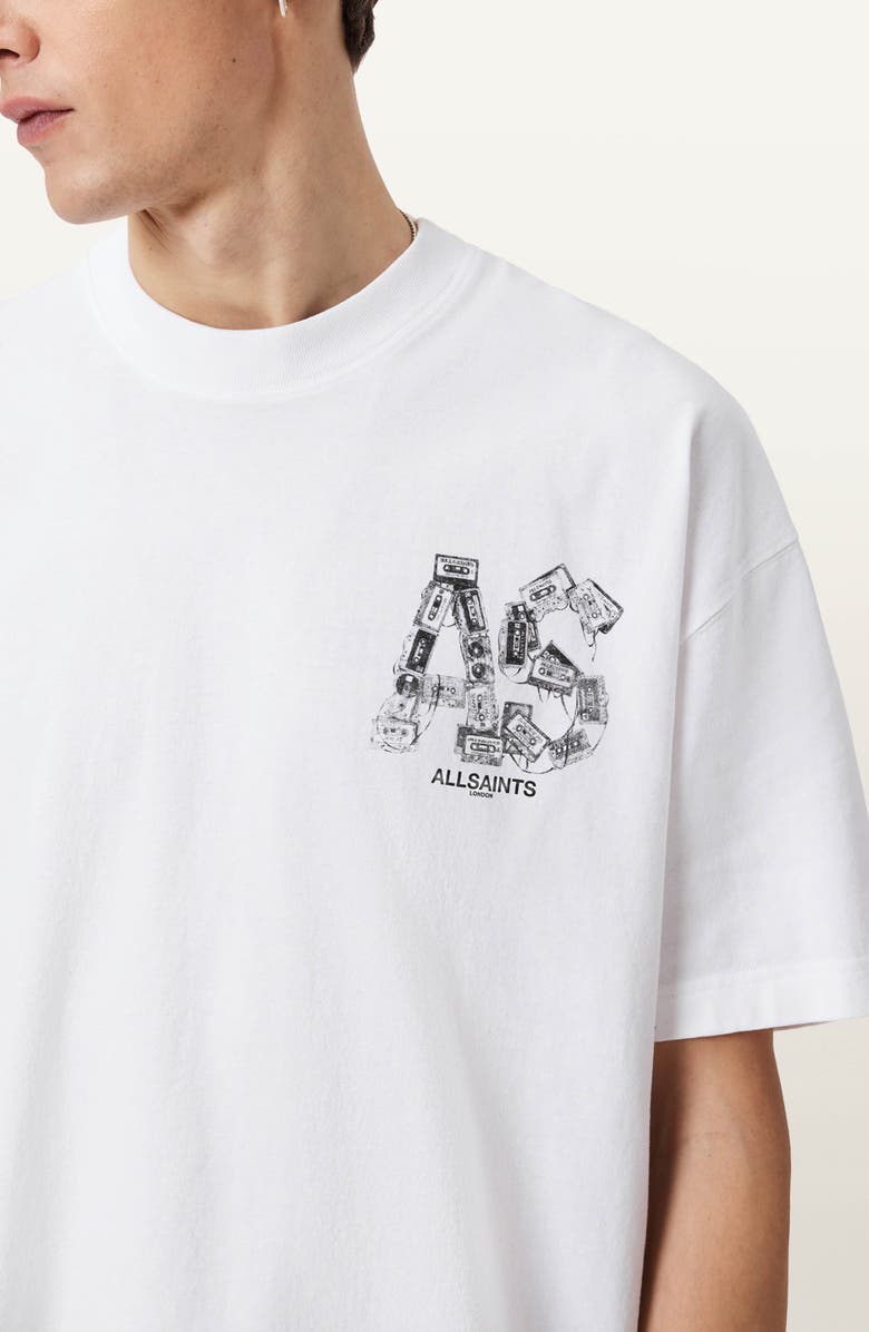 AllSaints Mixtape Cotton Graphic T-Shirt, Alternate, color, Optic White