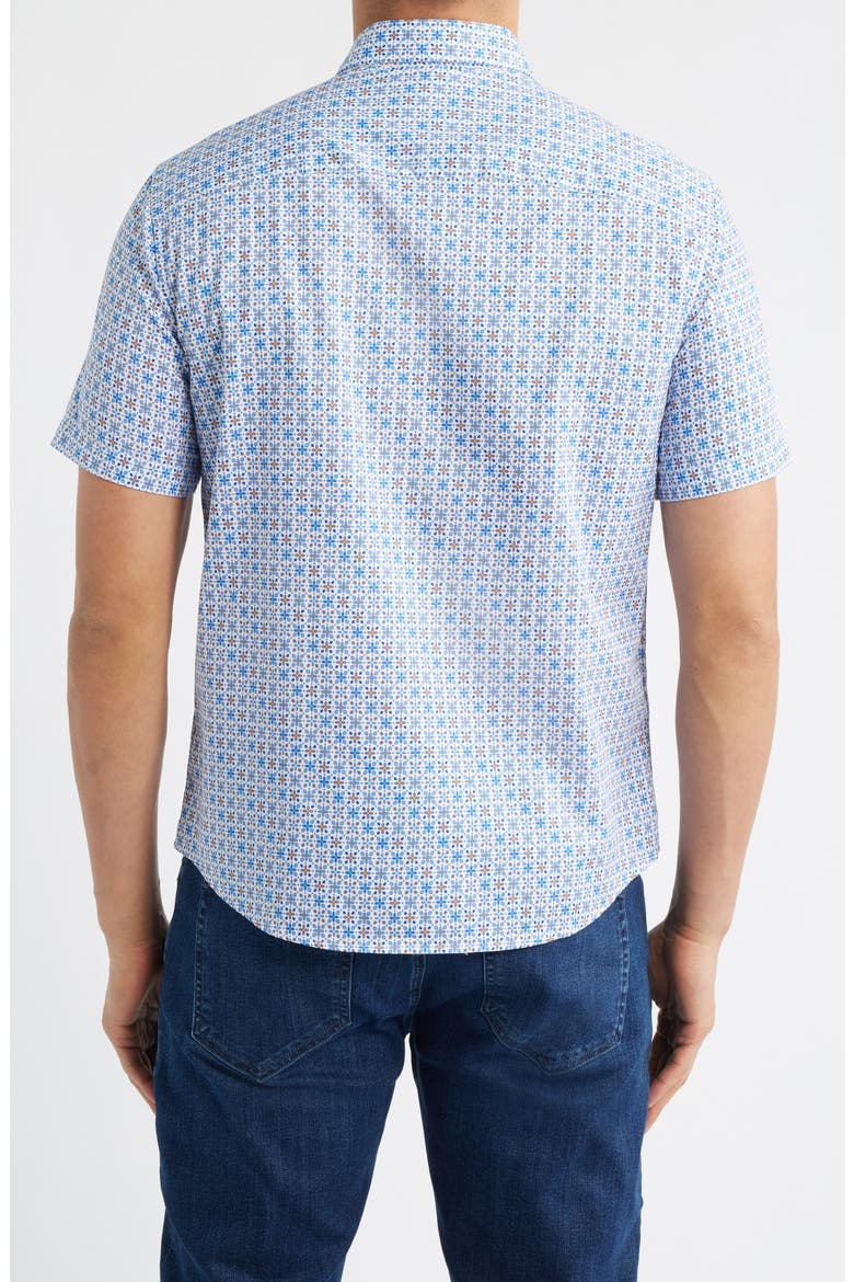 Logan Print Button-Up Shirt, Alternate, color, BLUE / ORANGE GEO FLORAL