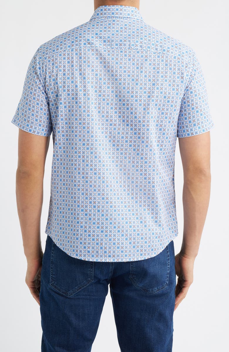 Johnston & Murphy Logan Print Button-Up Shirt, Alternate, color, Blue / Orange Geo Floral