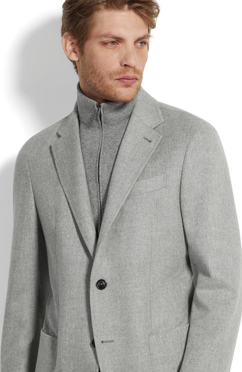 ZEGNA Oasi Cashmere Sport Coat with Detachable Bib, Alternate, color, Grey Melange