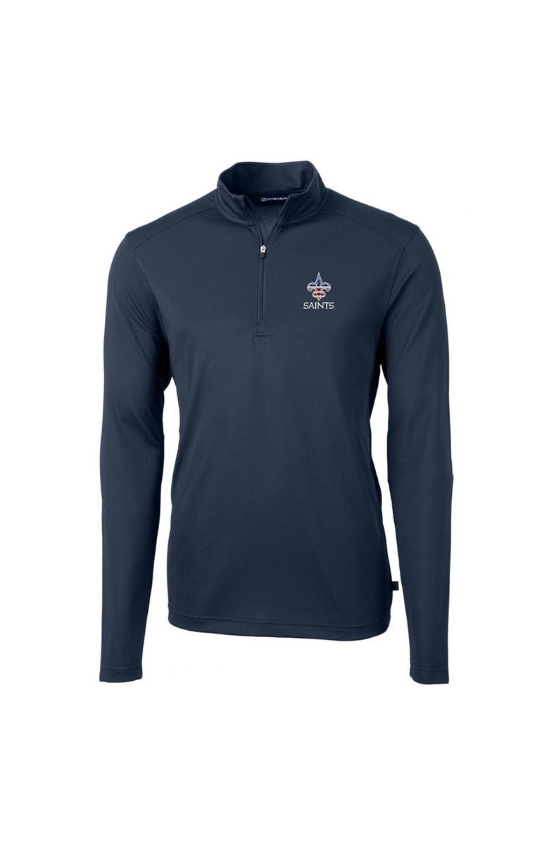 Cutter & Buck Men's Cutter & Buck Navy New Orleans Saints Big & Tall Virtue Eco Pique Recycled Quarter-Zip Jacket, Alternate, color, 