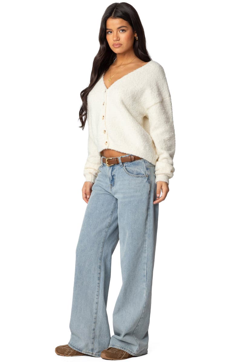 EDIKTED Jade Crop Cardigan, Alternate, color, Cream