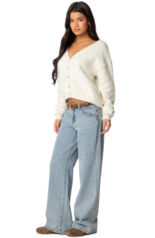 Shop Edikted Jade Crop Cardigan In Cream