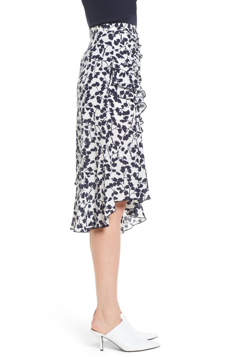 Lewit Ruffled Print Silk Skirt, Alternate, color, 