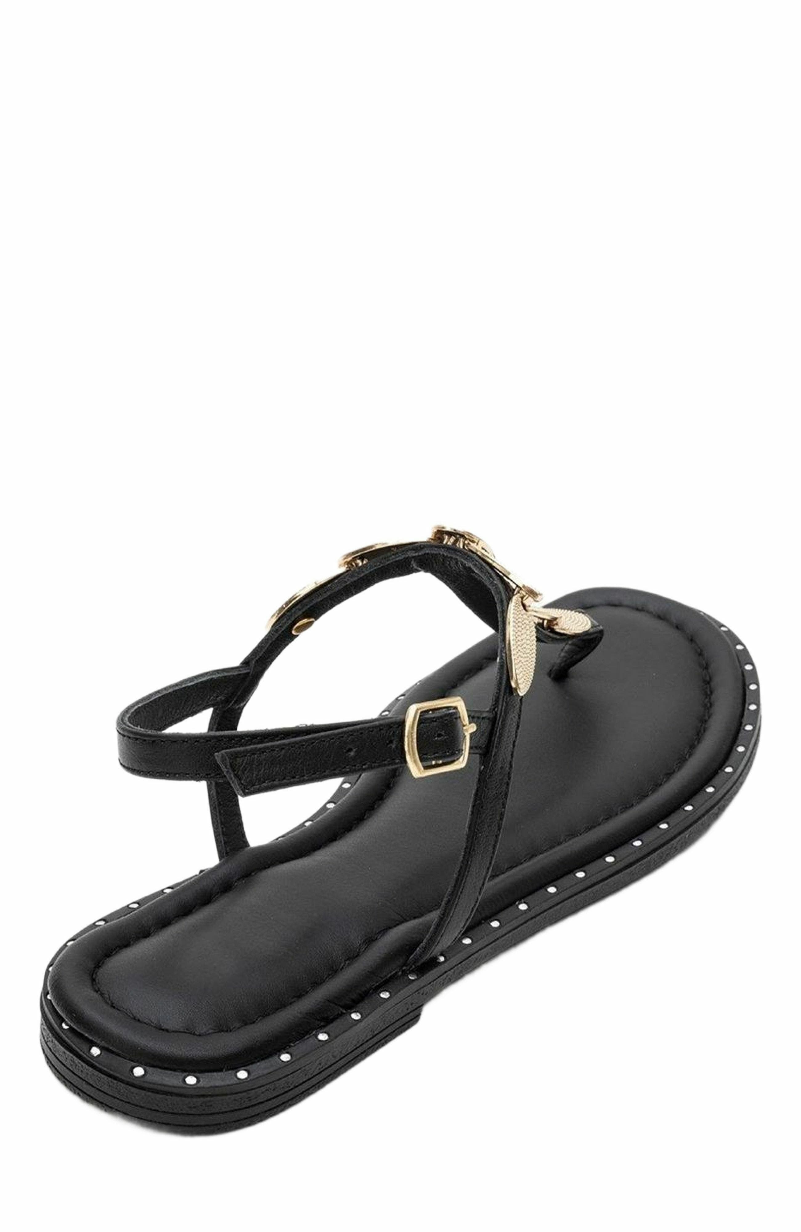 Forever & Always Shoes Marea Leather Flat Sandal, Alternate, color, Black Leather