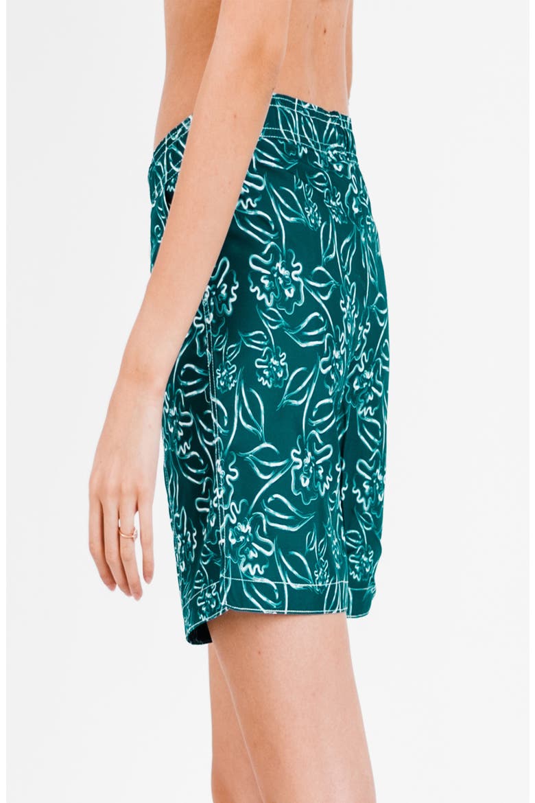 7" Board Shorts, Alternate, color, Dark Jade Blooms