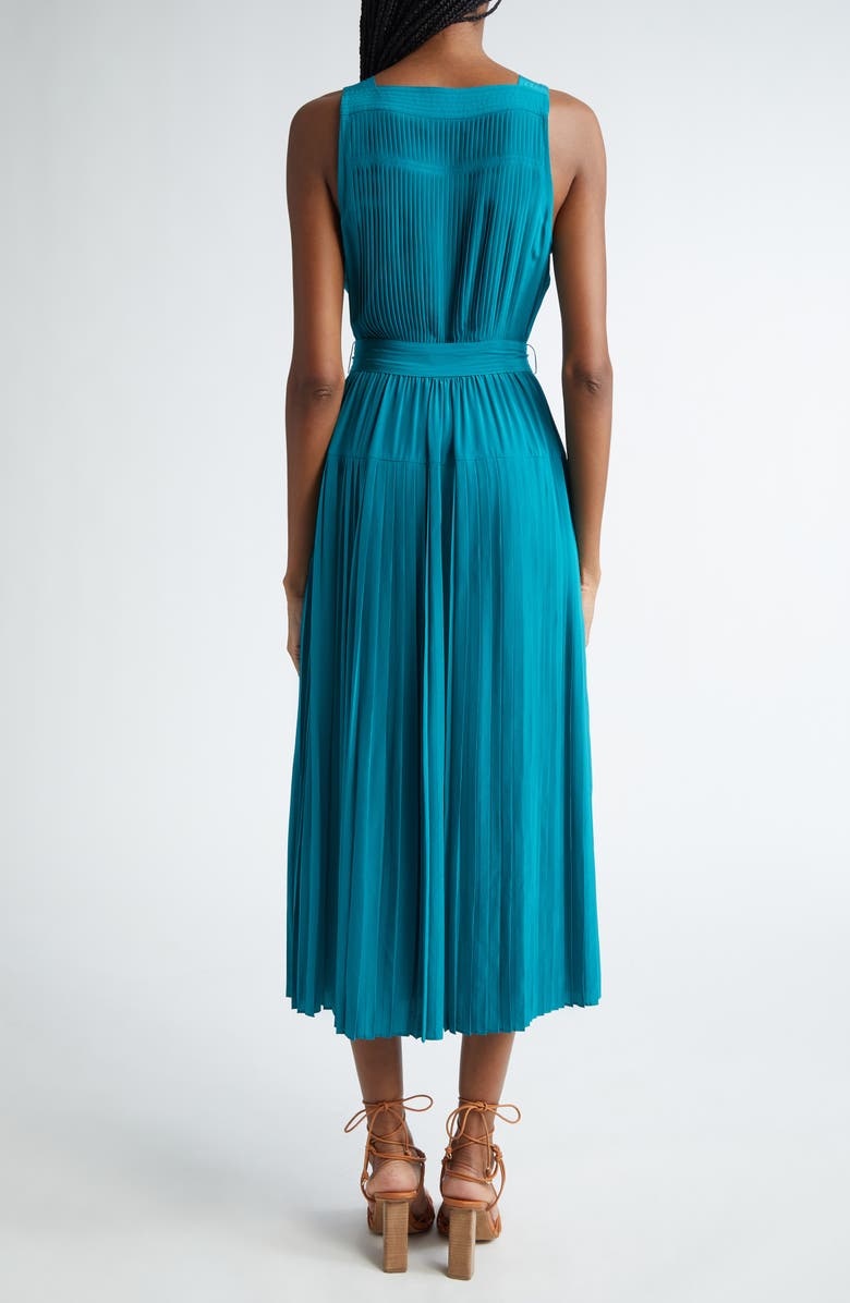 Ulla Johnson Annabeth Pleated Button Front Silk Maxi Dress, Alternate, color, Jade