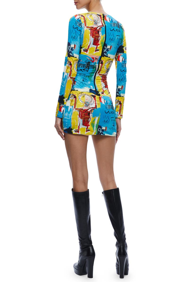 Alice + Olivia Delora Mixed Print Long Sleeve Body-Con Minidress, Alternate, color, Untitled