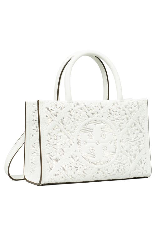 Tory Burch Mini Ella Peforated Bio Tote In Blanc