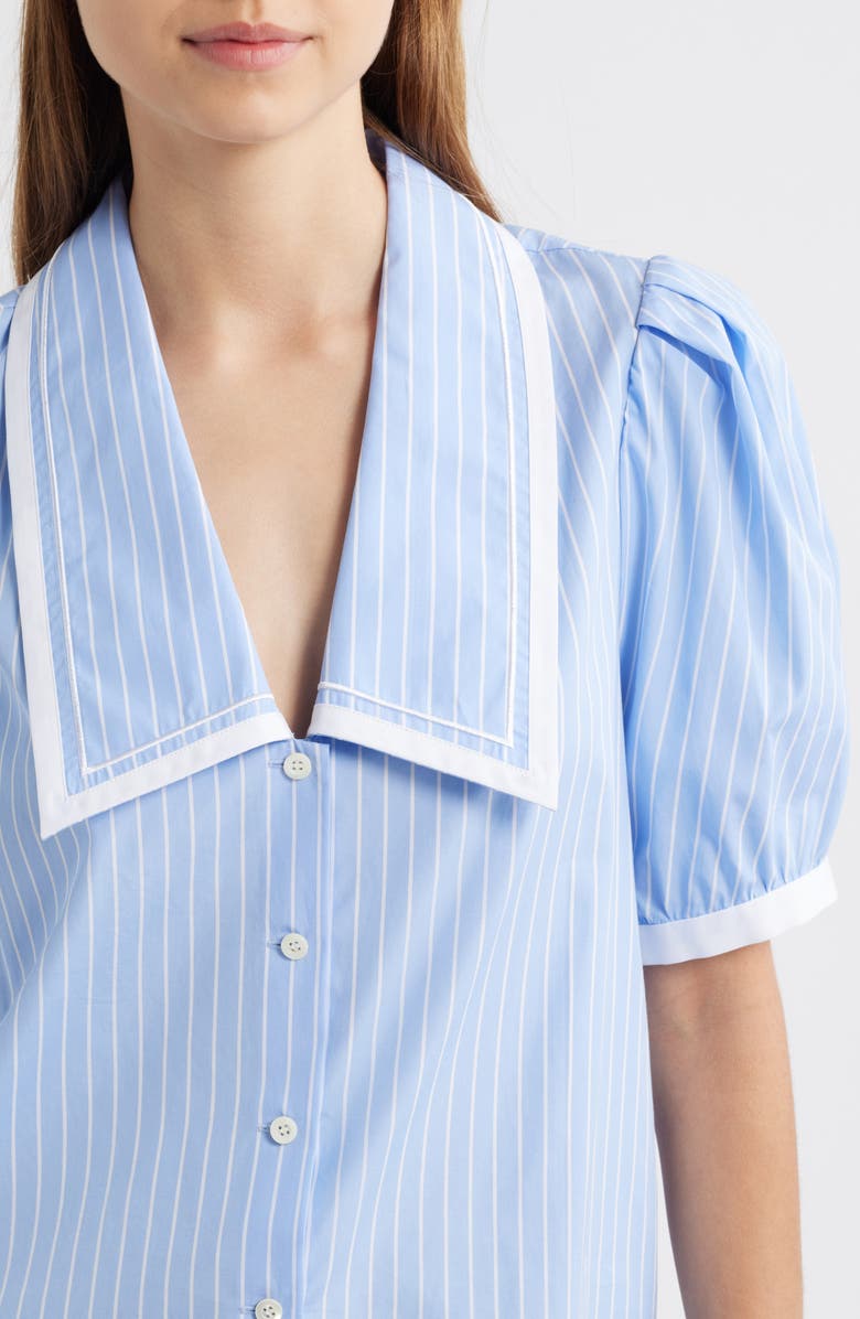 FRAME The Stripe Cotton Sailor Button-Up Shirt, Alternate, color, Oxford Blue Multi