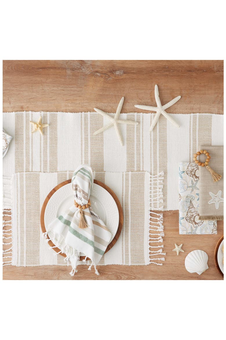 Coastal Sands Cotton & Jute Table Runner, Alternate, color, TAN