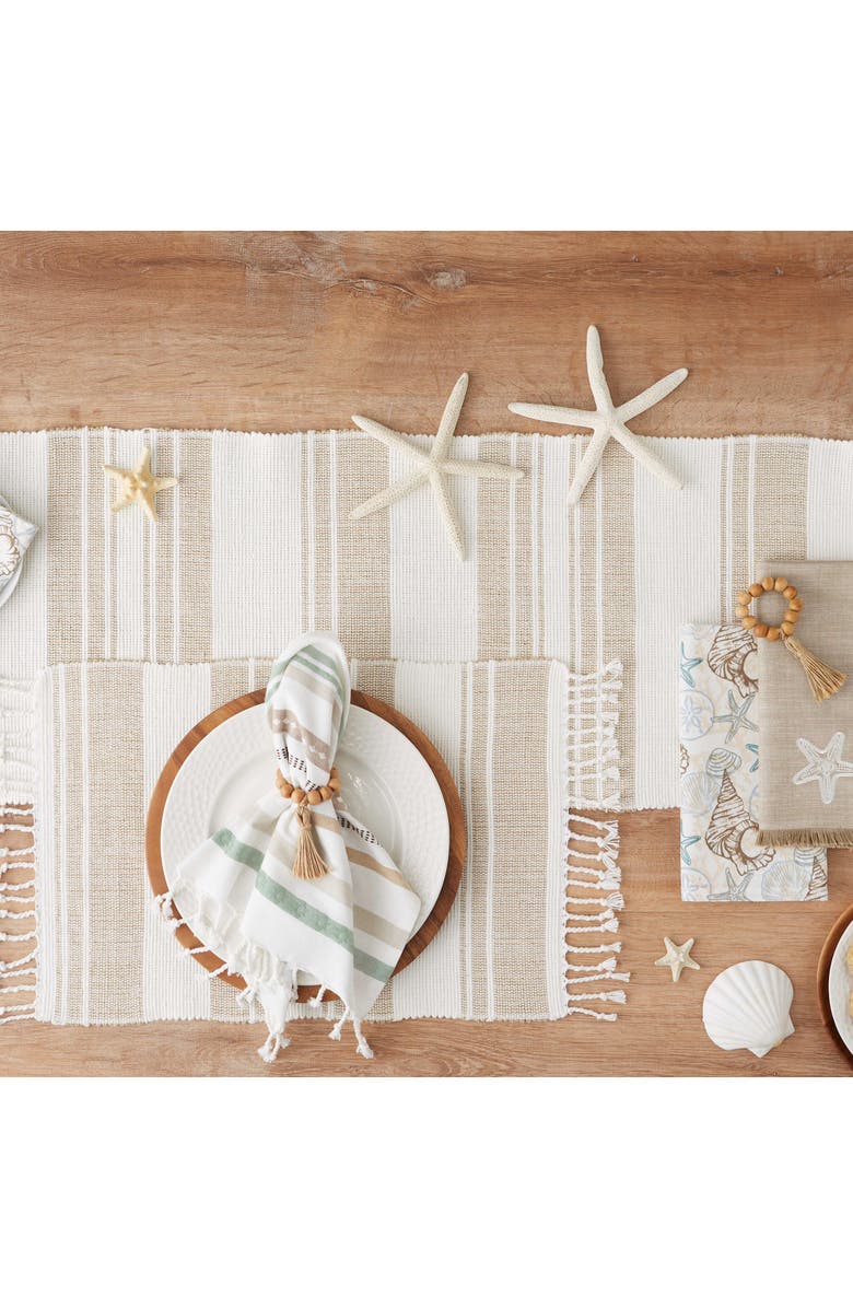 Design Imports Coastal Sands Cotton & Jute Table Runner, Alternate, color, Tan