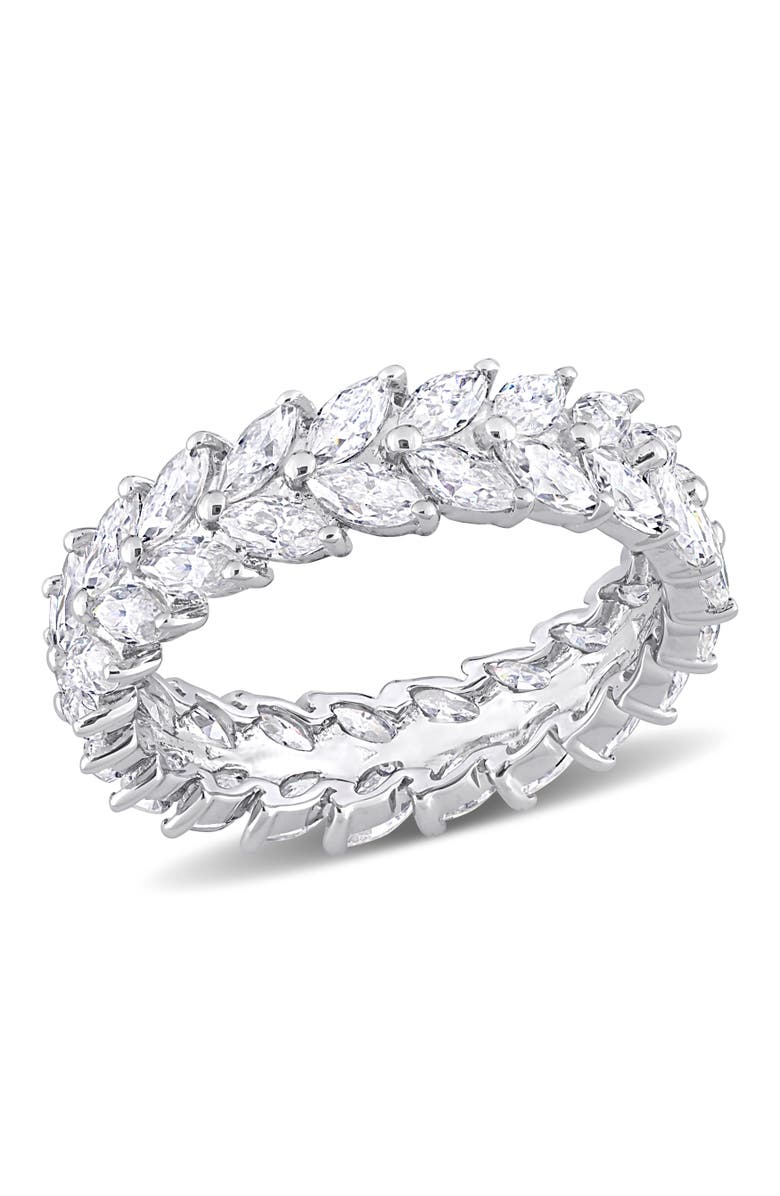 Julianna B. Moissanite Eternity Band Ring, Main, color, Sterling Silver