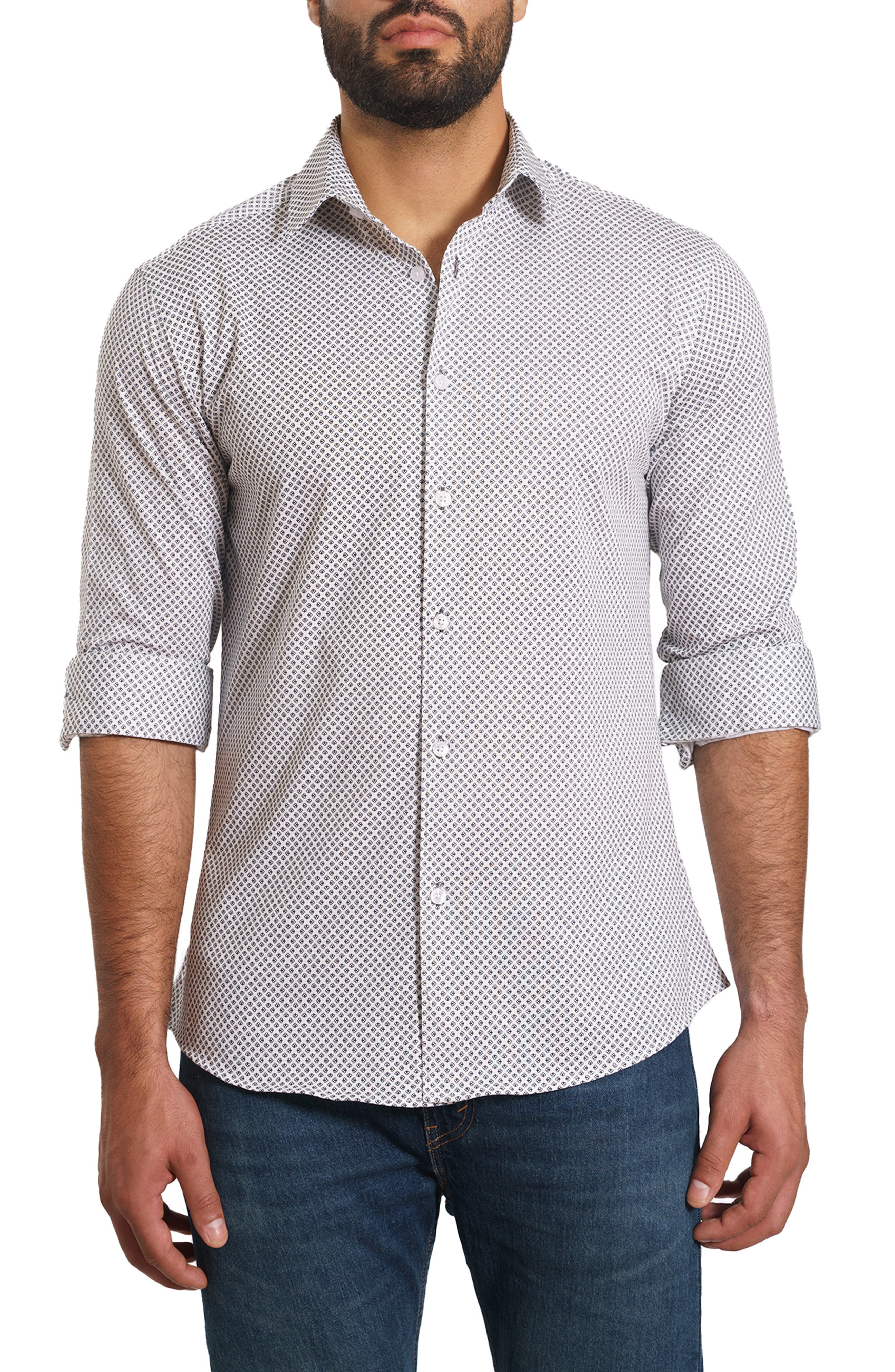 Jared Lang Trim Fit Print Button-Up Shirt