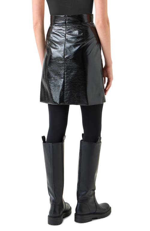 Akris Punto Crinkled Lacquered Mini Skirt In Black