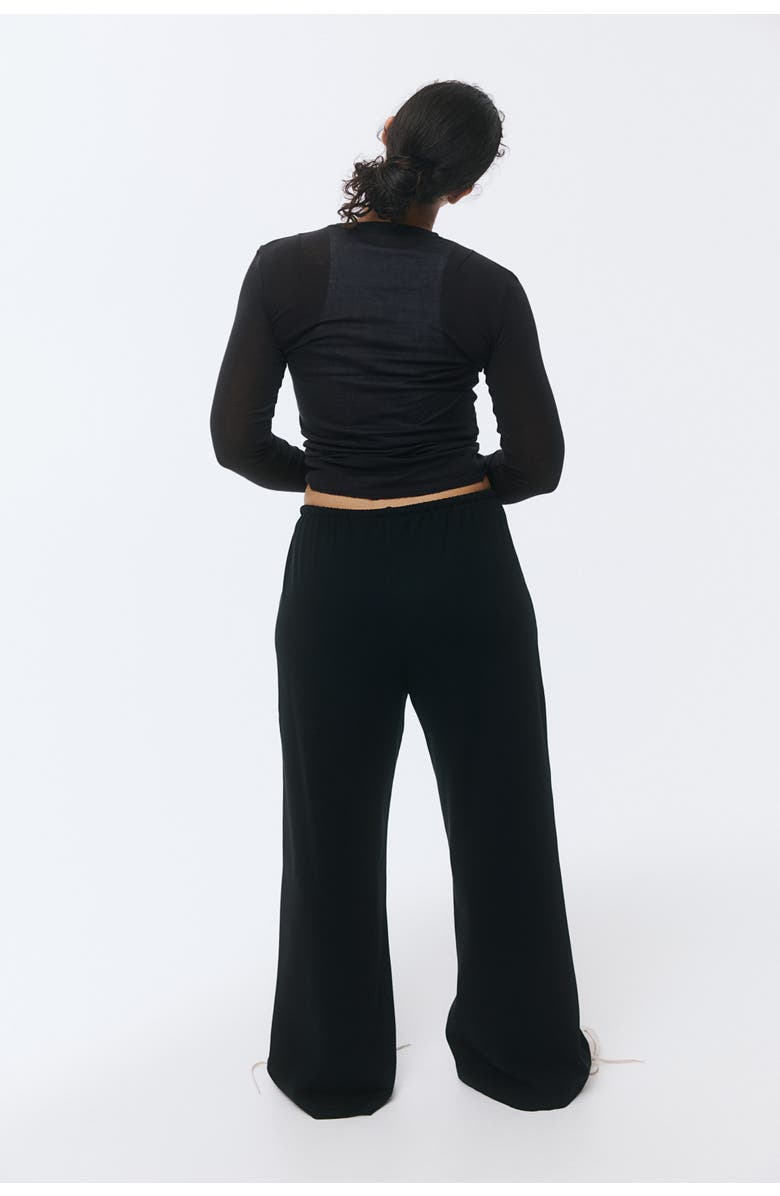 H&M Cotton drawstring pants, Alternate, color, Black