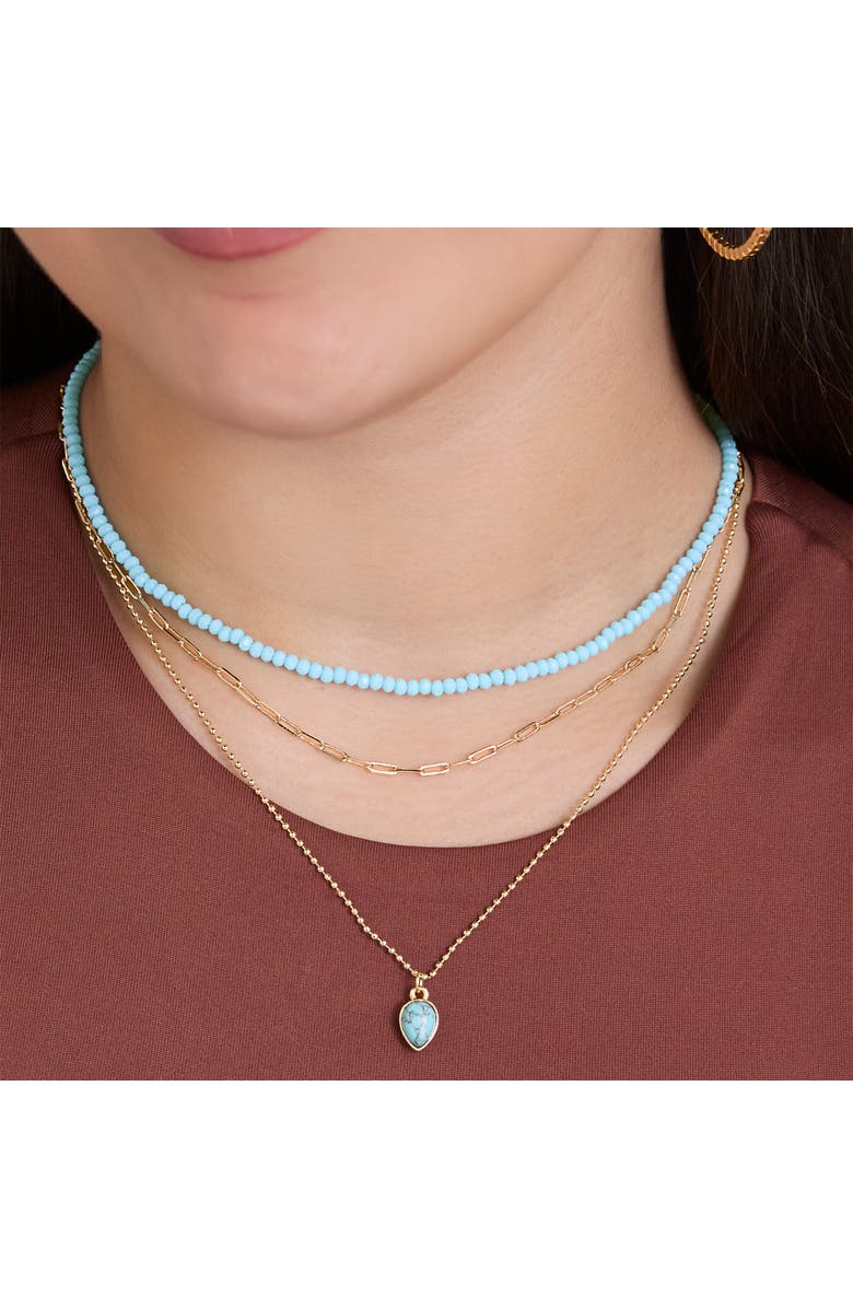 Jessica Simpson Turquoise and Blue-Bead Layered Necklace, Alternate, color, Silver
