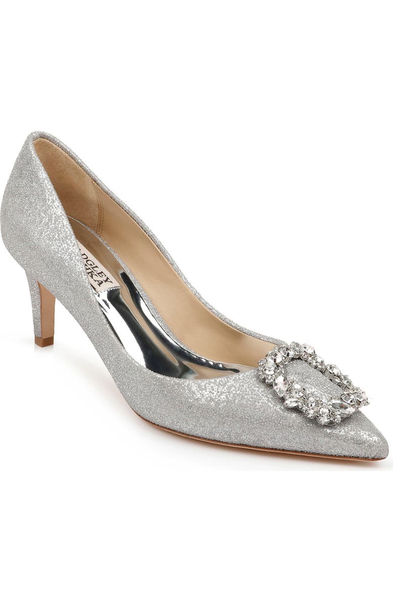 Badgley Mischka Collection Carrie Crystal Embellished Pump, Main, color, Silver Glitter