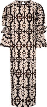 The Lulo Project New Makeda Paisley Long Sleeve Crepe Maxi Dress