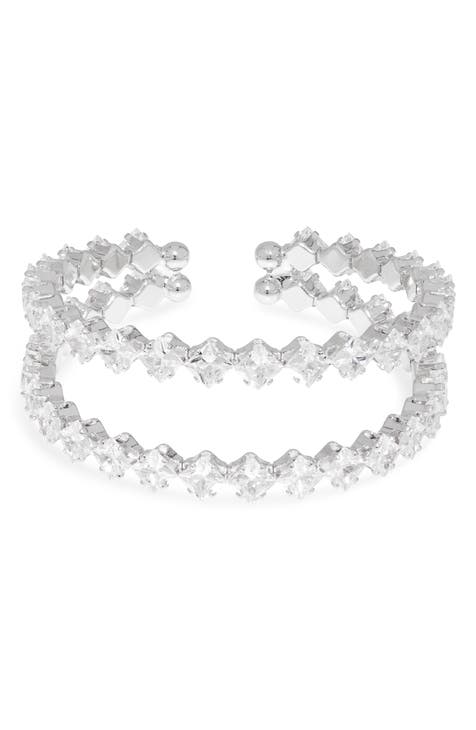 Crystal Double Row Cuff Bracelet