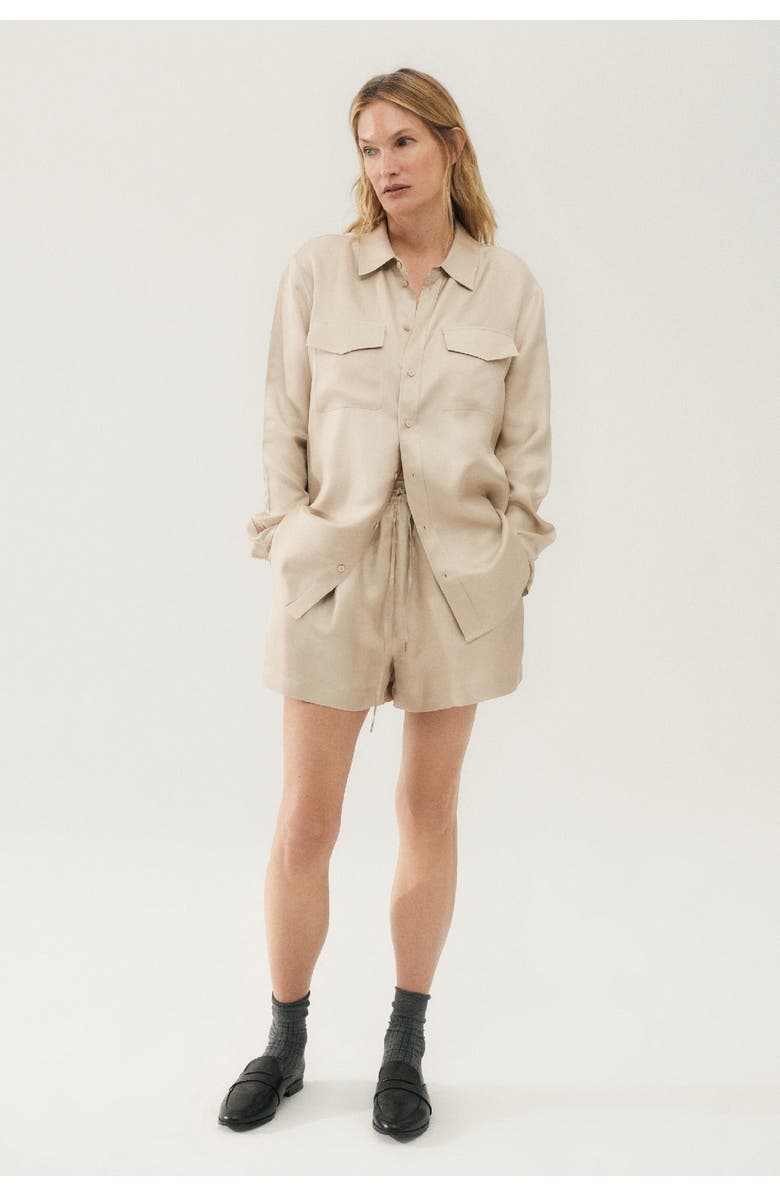 SILK LAUNDRY TWILL BOYFRIEND SHIRT HAZELNUT, Main, color, Hazelnut