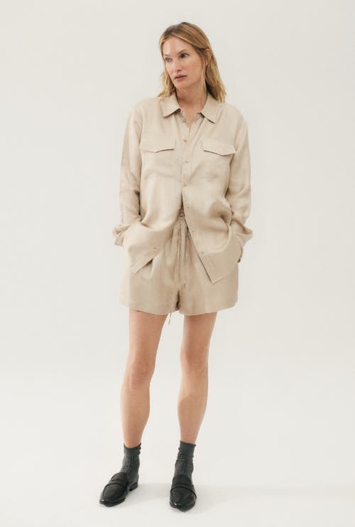 Silk Laundry Twill Boyfriend Shirt Hazelnut In Hazelnut