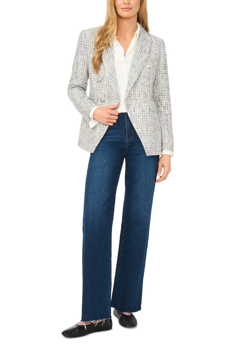 Double Breasted Tweed Blazer, Alternate, color, SILVER BIRCH