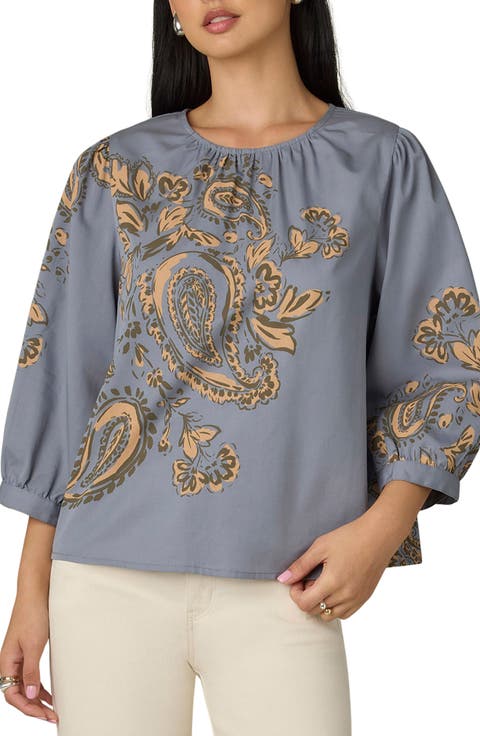Paisley Print Back Keyhole Top