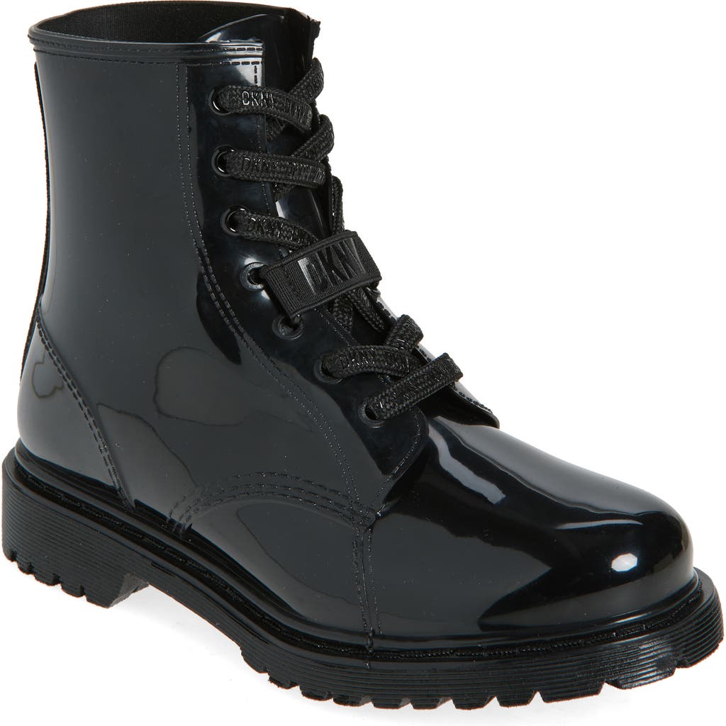 Dkny Tilly Lace-up Rain Boot In Black