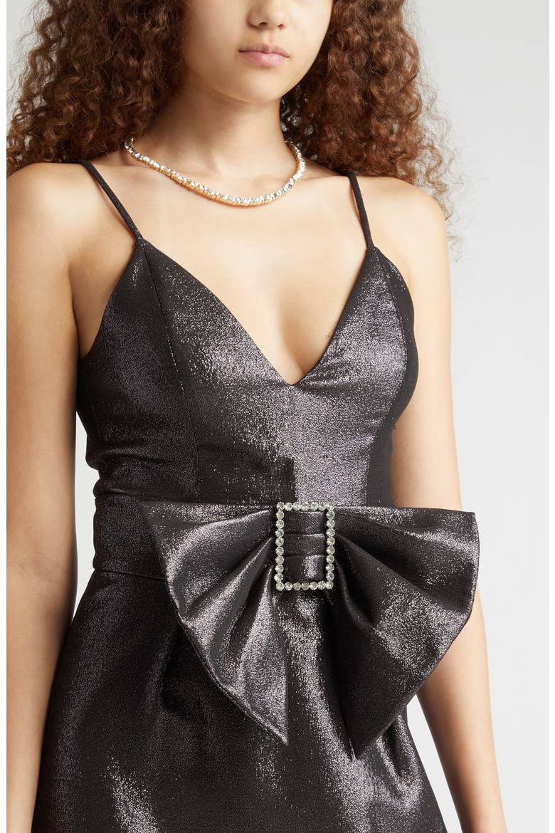 Ana Shimmer Bow Belt Minidress, Alternate, color, ZINK METALLIC SUITING