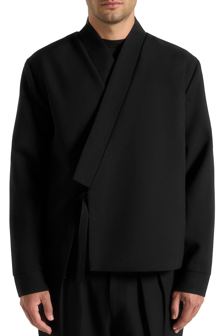 Robin Textured Wrap Jacket, Alternate, color, Black