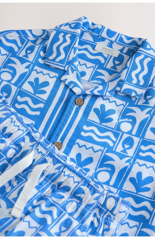 NEXT NEXT KIDS' TILE PRINT BUTTON-UP SHIRT & SHORTS SET 