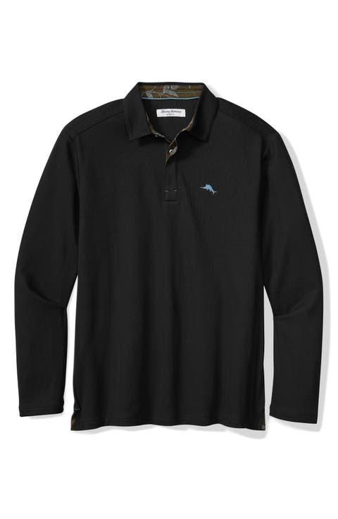 Vintage Vines Long Sleeve Five O'Clock IslandZone® Piqué Polo (Big & Tall)