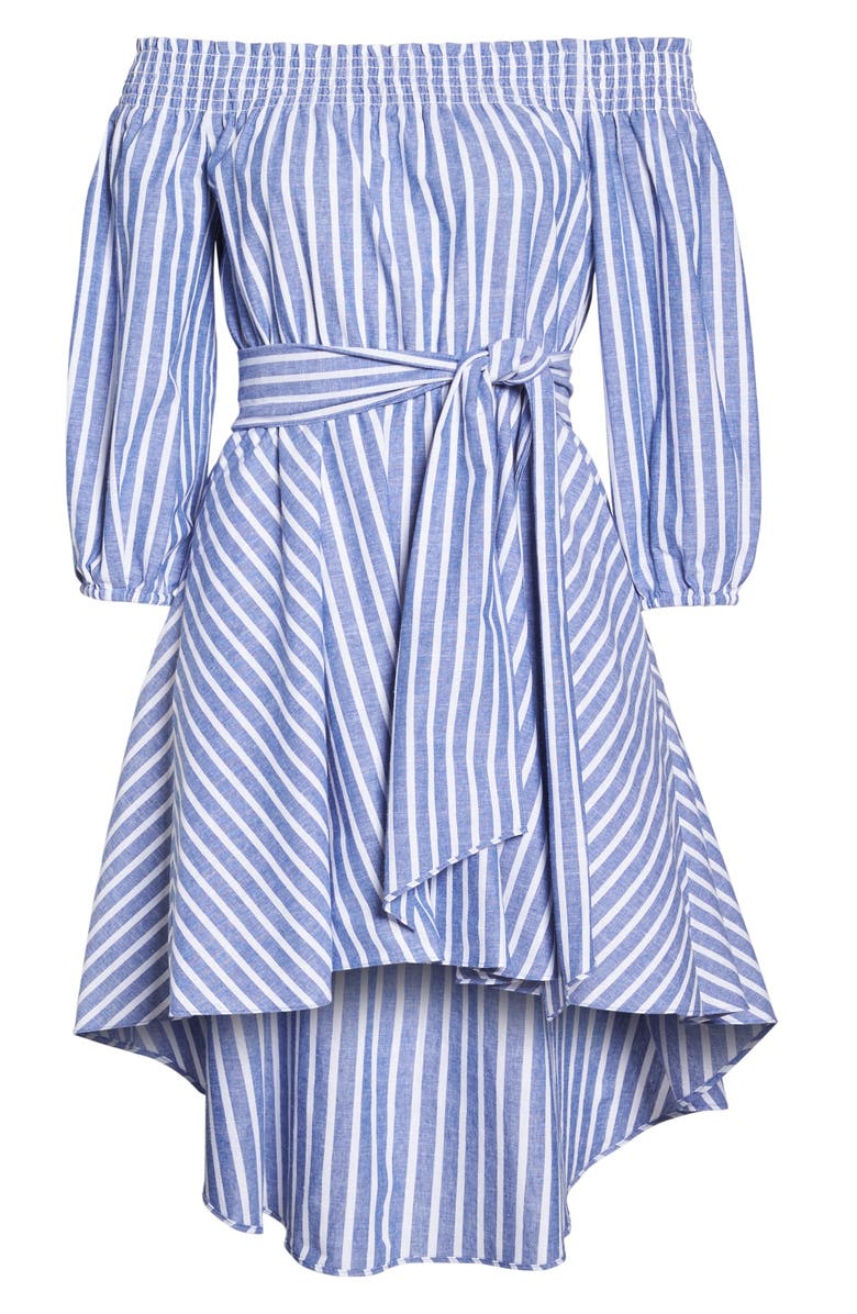 Eliza J Off the Shoulder Tie Waist Dress, Alternate, color, 